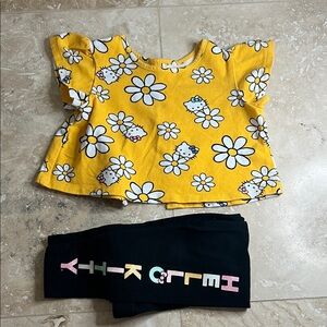 Hello Kitty Yellow and Black Kids Matching Set
